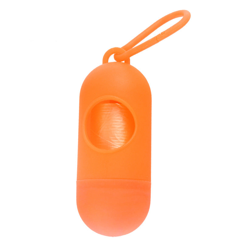 Dispensador de bolsas para cacas de perro color naranja con anilla