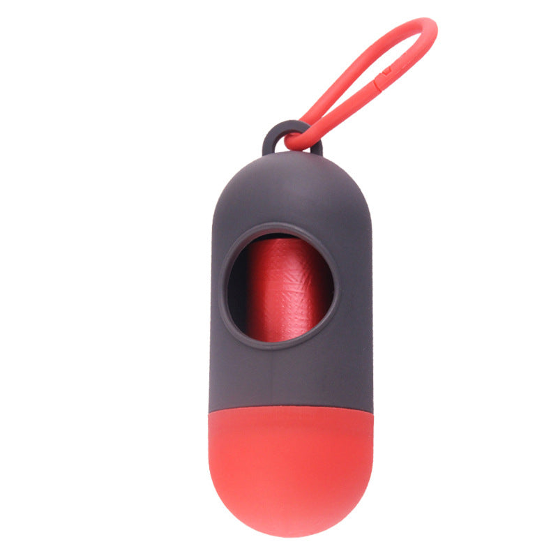 Dispensador de bolsas para cacas de perro color rojo con anilla