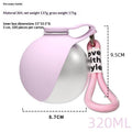 Botella de agua para perros rosa con medidas: 8,7 cm de diámetro y 320 ml