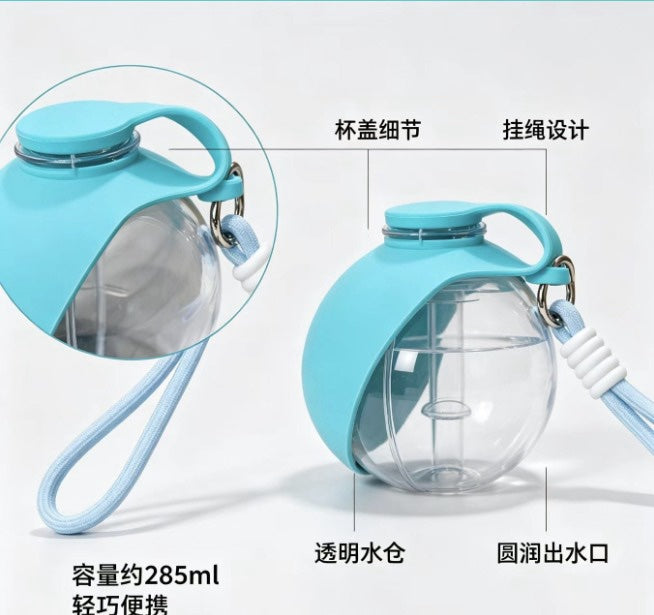Botella de agua portatil para mascotas, diagrama de caracteristicas