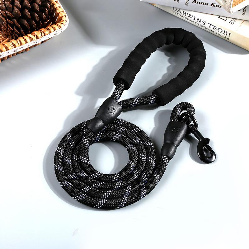 Correa Reflectante para Perros — Cuerda Resistente con Asa Negro