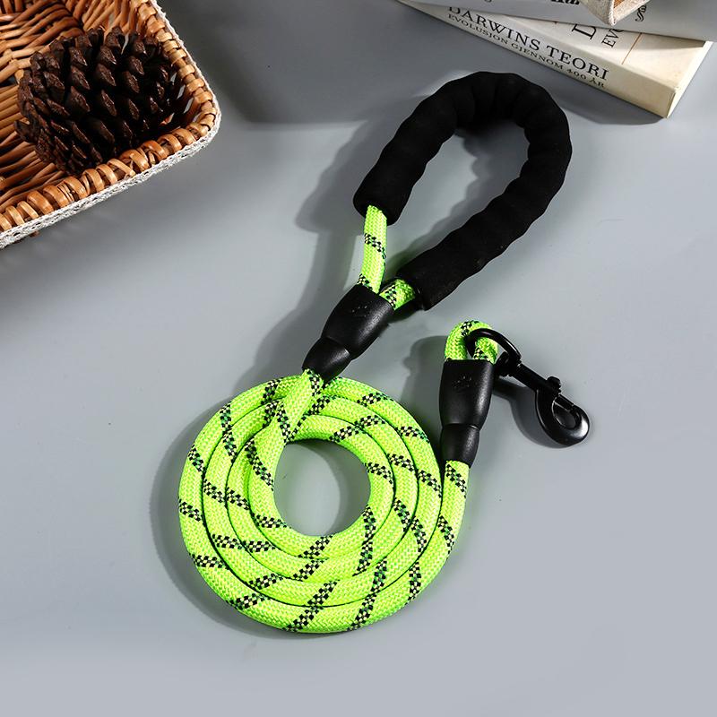 Correa Reflectante para Perros — Cuerda Resistente con Asa Verde