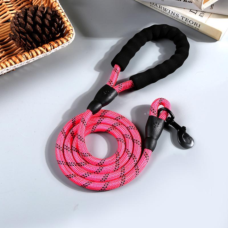 Correa Reflectante para Perros — Cuerda Resistente con Asa Rosa