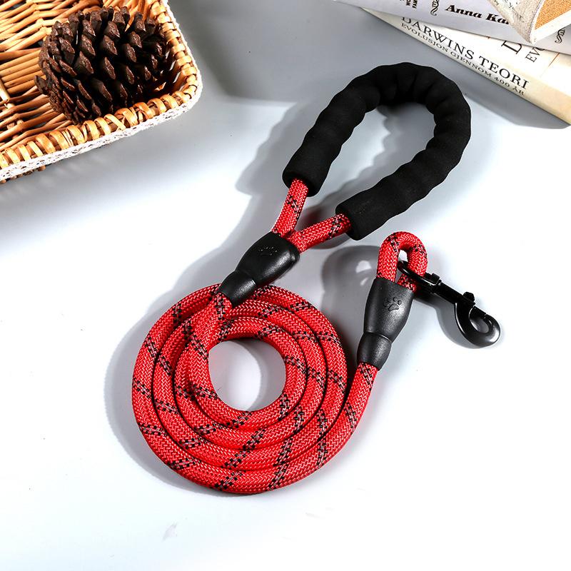 Correa Reflectante para Perros — Cuerda Resistente con Asa Rojo