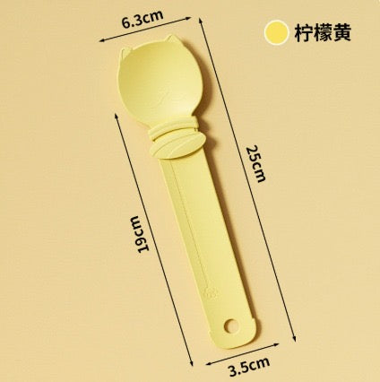 Cuchara Dispensadora de Snacks para Gatos - medidas color amarillo
