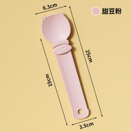 Cuchara Dispensadora de Snacks para Gatos - medidas color rosa