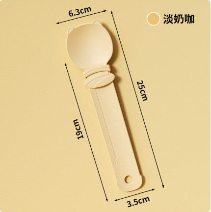 Cuchara Dispensadora de Snacks para Gatos - medidas color crema