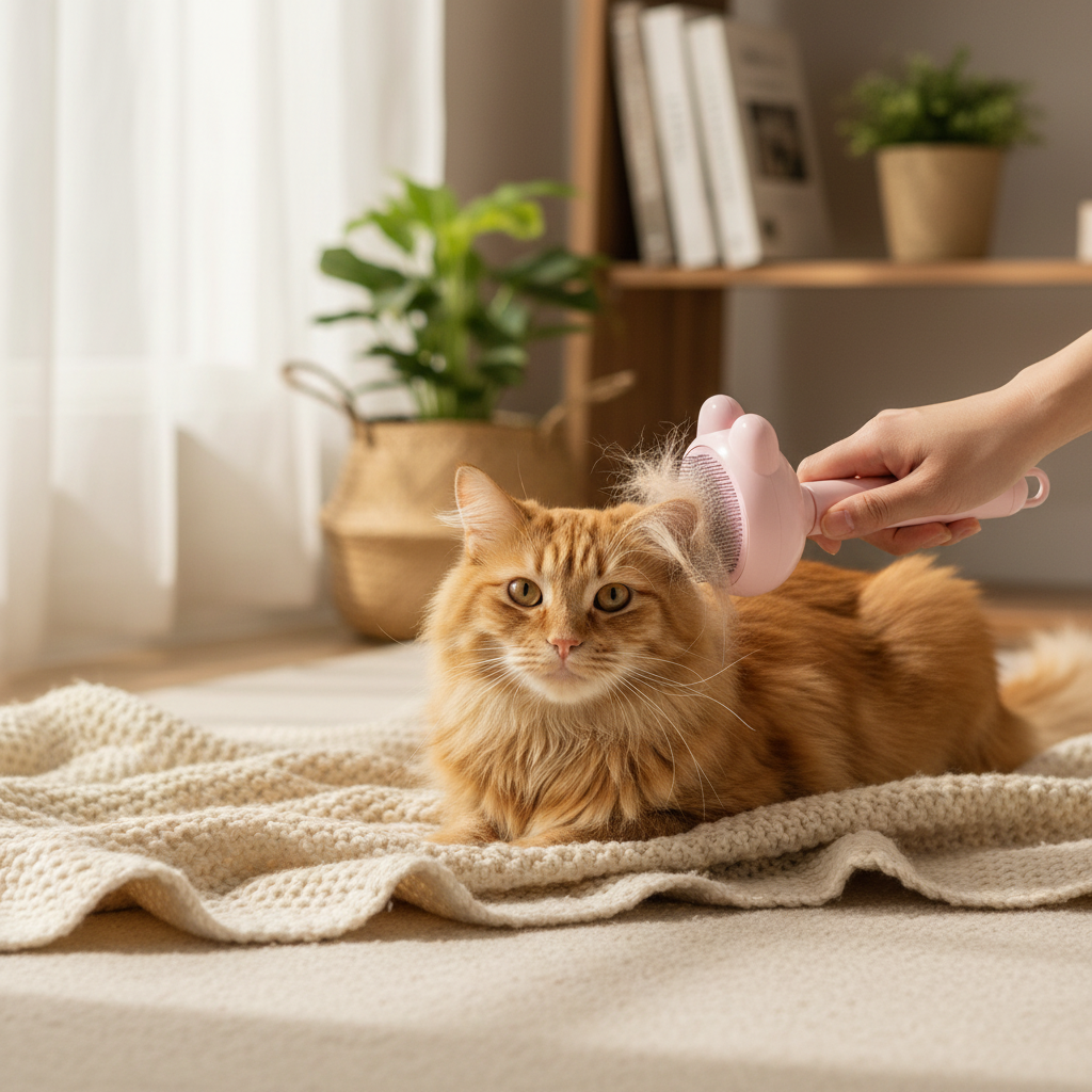 Cepillo Diseño Conejo en uso con gato — lifestyle
