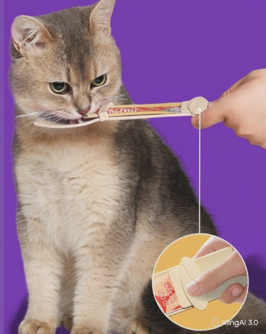 Video demostrativo de la Cuchara Dispensadora de Snacks para Gatos en uso